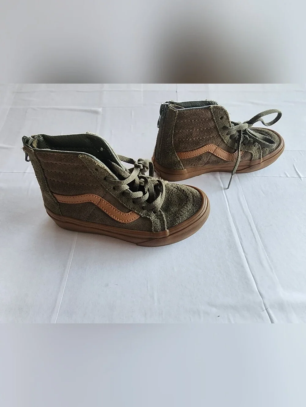 Vans Kids High-Top Sneakers in Olive Green and Tan